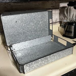 Set of 2 Farmhouse Style Galvanized Metal Trays